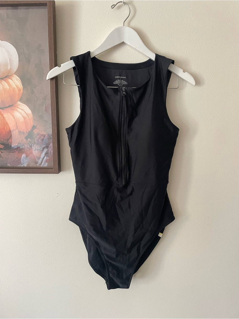 Summersalt The Surge Zip Front One Piece Swimsuit Black US 8
